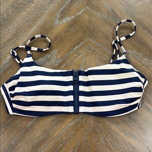 AERIE Navy and White Striped Bikini Top